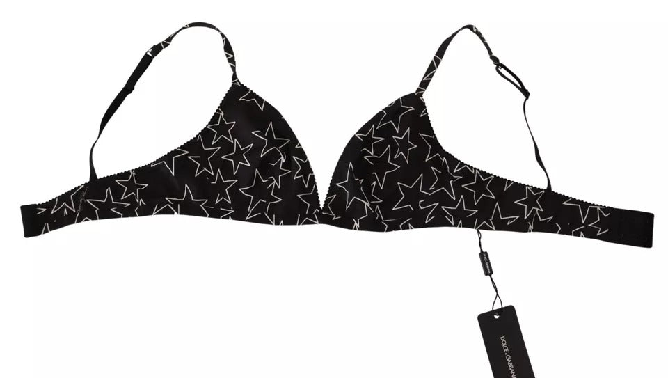 Women’s Dolce &amp; Gabbana Black Millennials Star Non Wire Cotton Bra Underwear