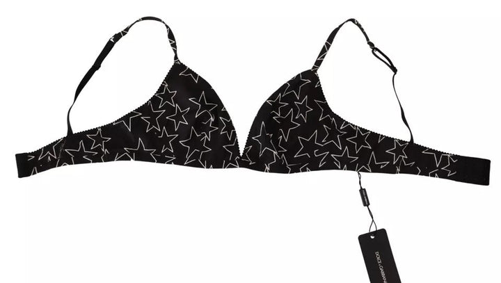 Women’s Dolce &amp; Gabbana Black Millennials Star Non Wire Cotton Bra Underwear
