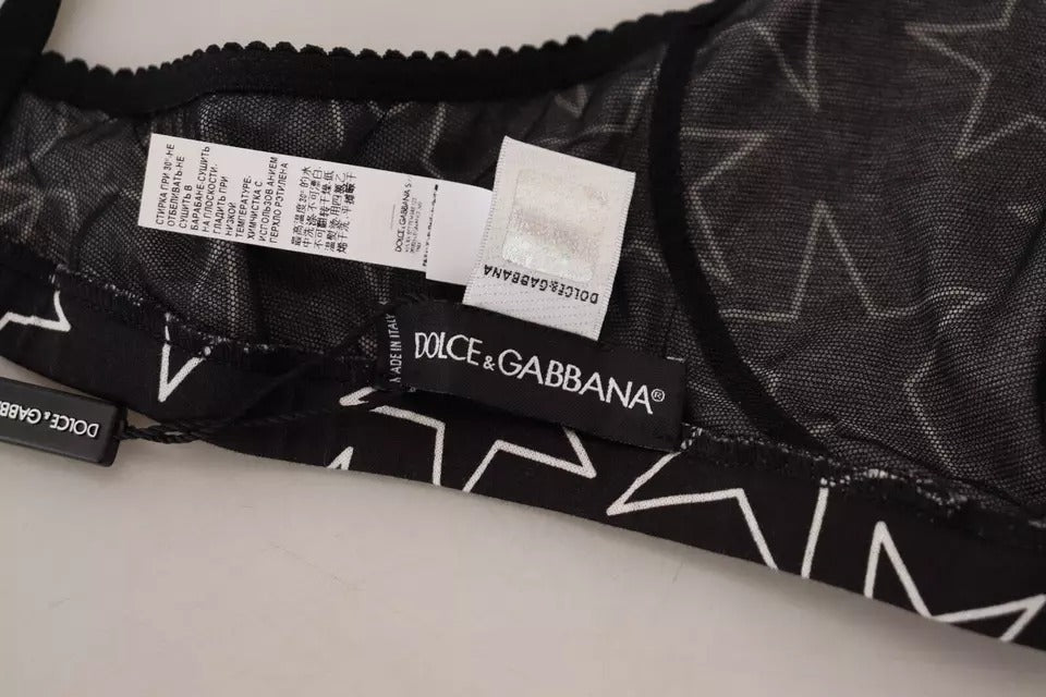Women’s Dolce &amp; Gabbana Black Millennials Star Non Wire Cotton Bra Underwear