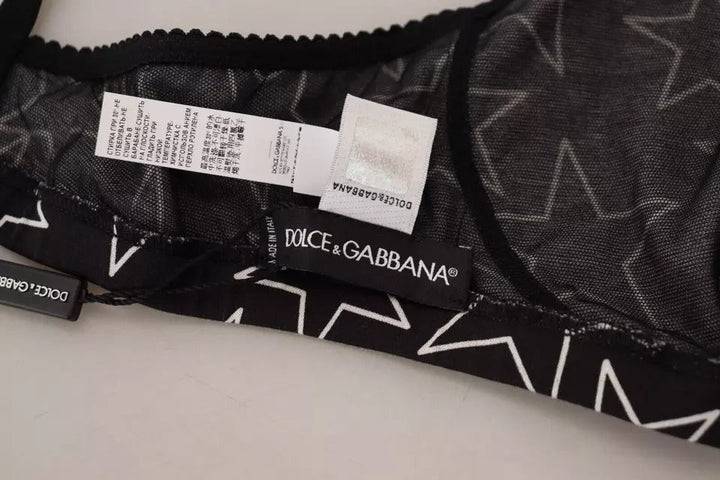 Women’s Dolce &amp; Gabbana Black Millennials Star Non Wire Cotton Bra Underwear