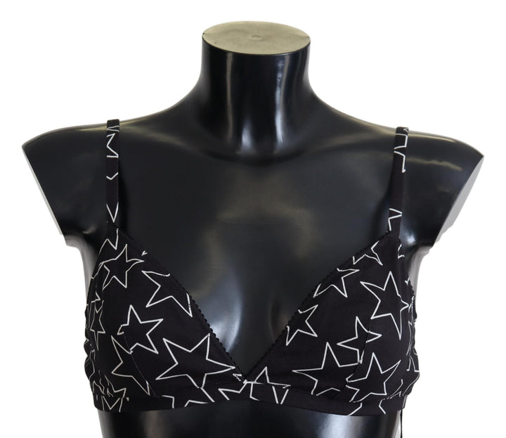 Women’s Dolce &amp; Gabbana Black Millennials Star Non Wire Cotton Bra Underwear