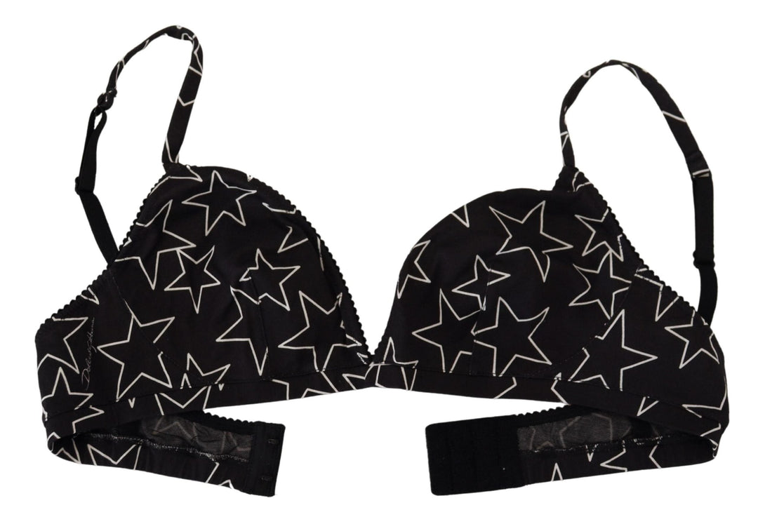 Women’s Dolce &amp; Gabbana Black Millennials Star Non Wire Cotton Bra Underwear