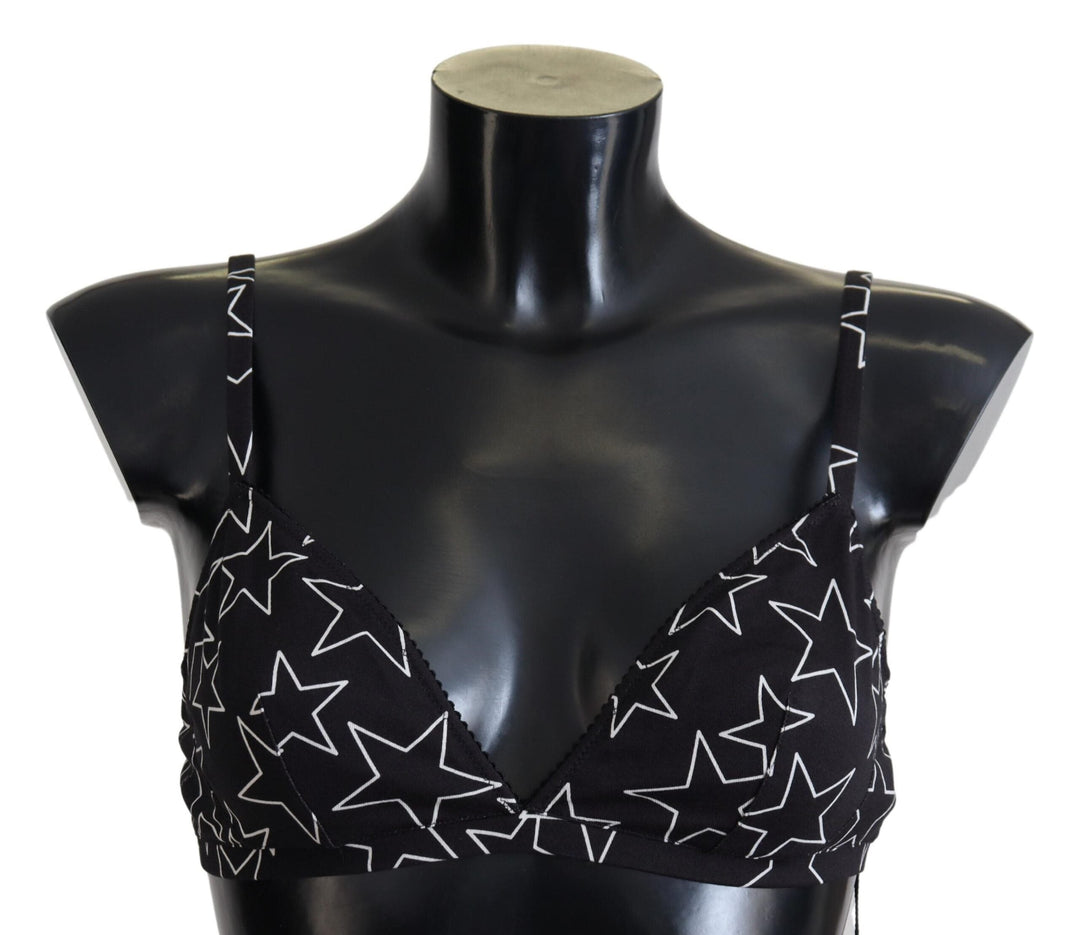 Women’s Dolce &amp; Gabbana Black Millennials Star Non Wire Cotton Bra Underwear