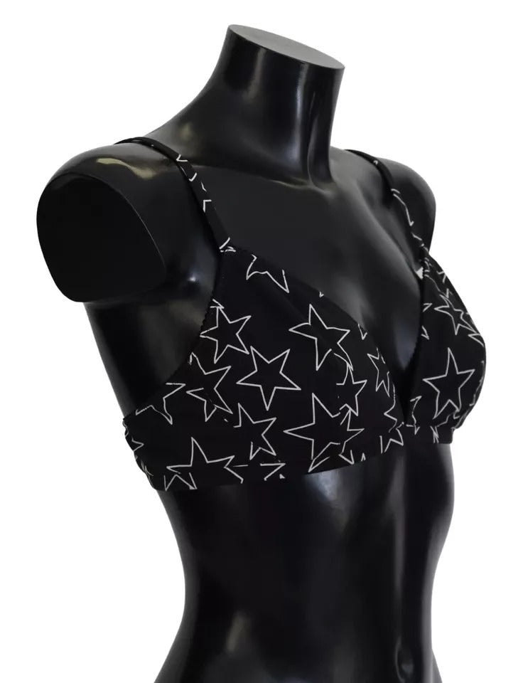 Women’s Dolce &amp; Gabbana Black Millennials Star Non Wire Cotton Bra Underwear