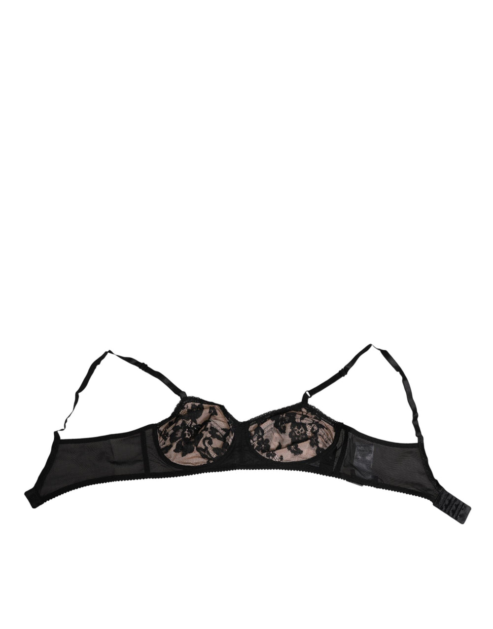 Women’s Dolce & Gabbana Black Nude Floral Lace Sheer Bra Underwear