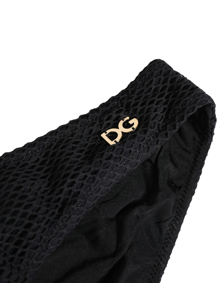 Women’s Dolce &amp; Gabbana Black Nylon Dg Logo Plaque Regular Brief Underwear