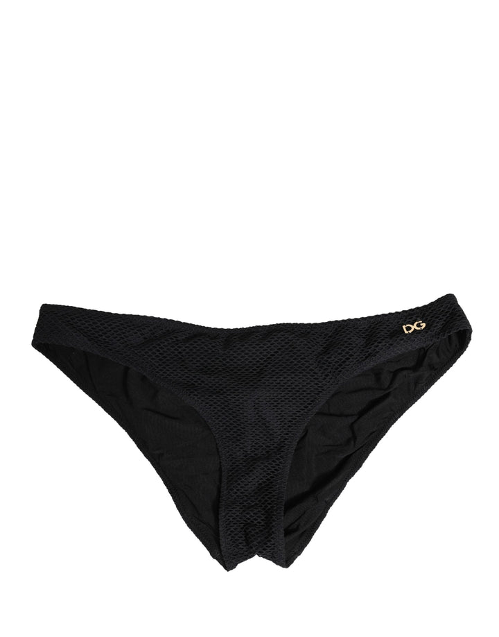 Women’s Dolce &amp; Gabbana Black Nylon Dg Logo Plaque Regular Brief Underwear