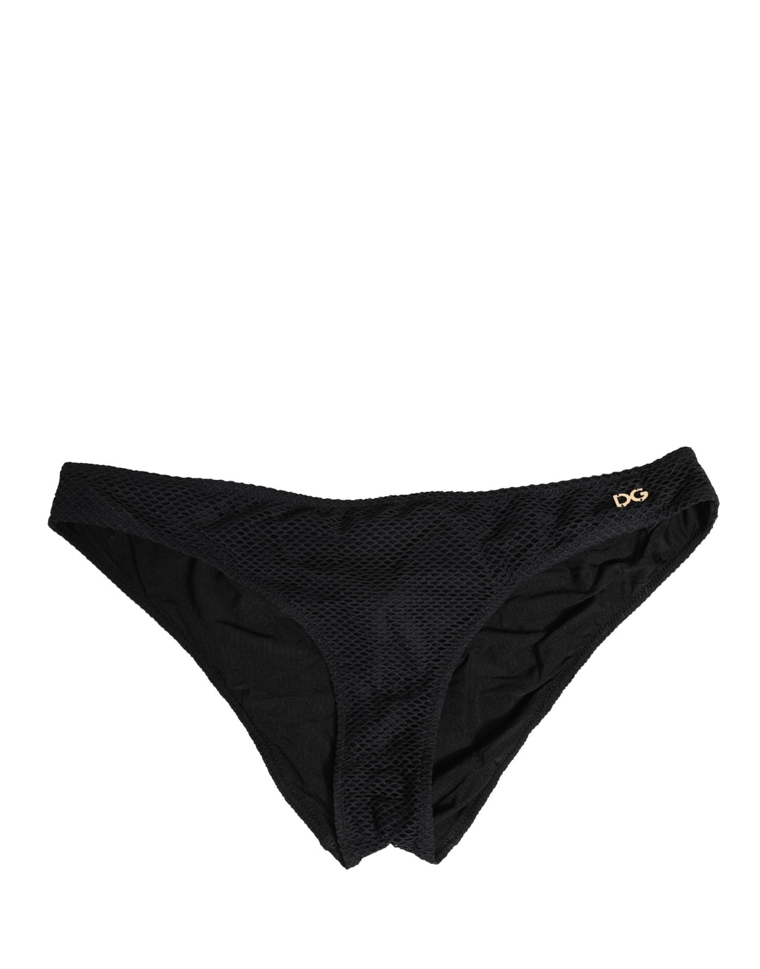 Women’s Dolce &amp; Gabbana Black Nylon Dg Logo Plaque Regular Brief Underwear
