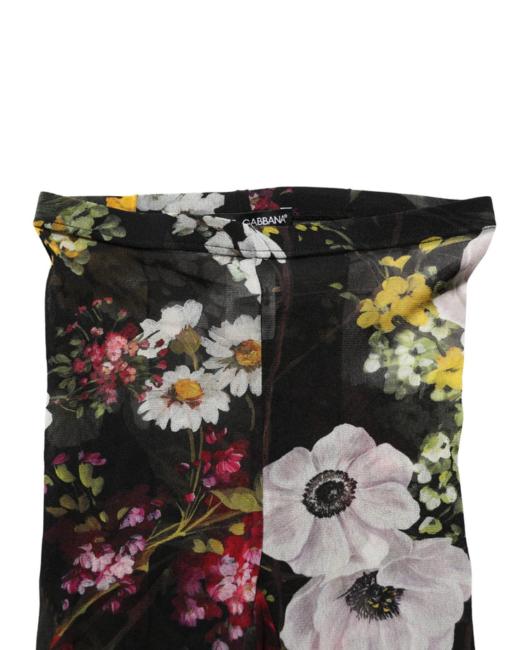 Women’s Dolce &amp; Gabbana Black Nylon Floral Print Tights Stockings Socks