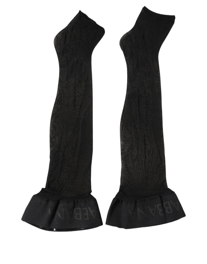 Women’s Dolce &amp; Gabbana Black Nylon Logo Calf Long Women Accessory Socks