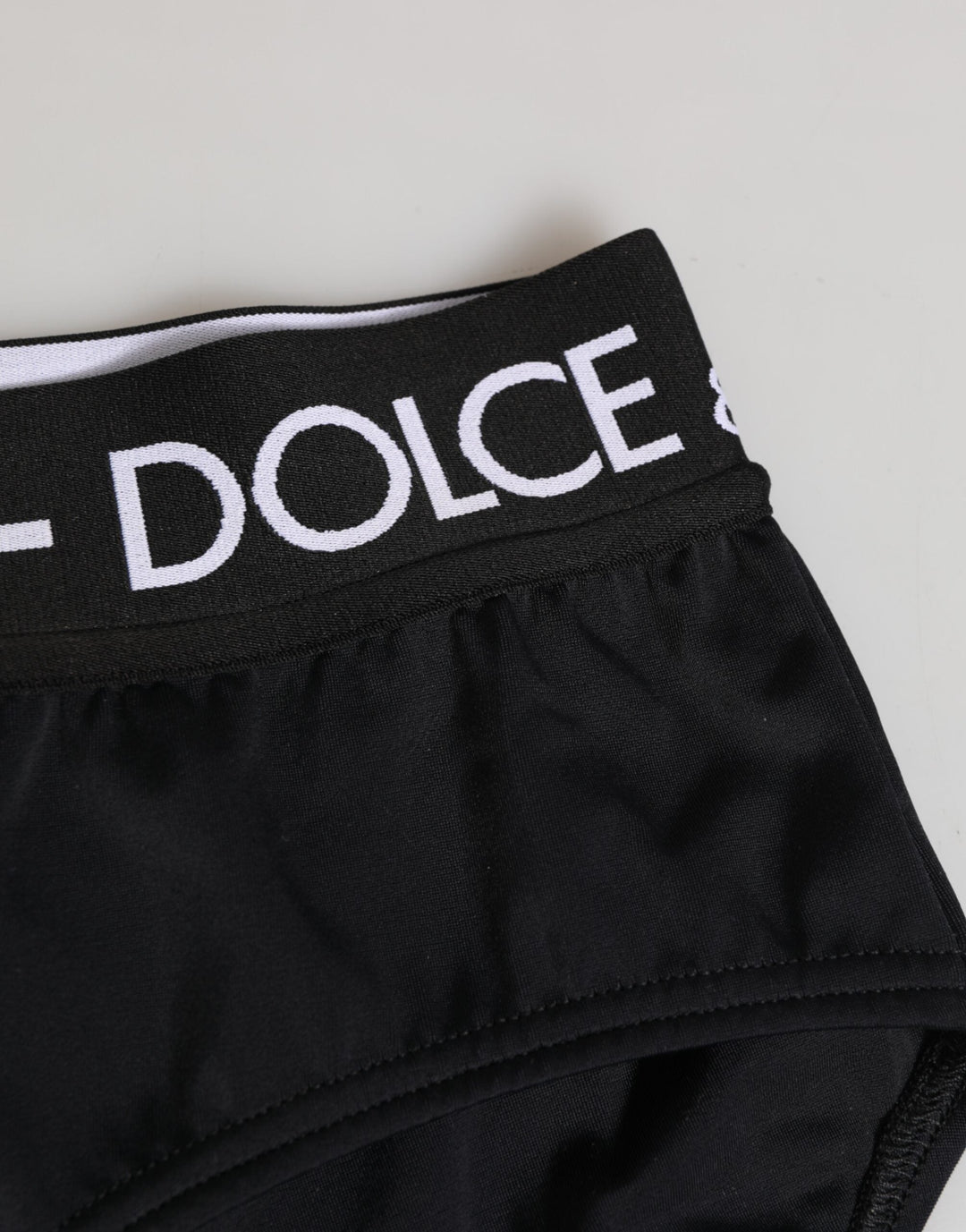 Women’s Dolce &amp; Gabbana Black Nylon Logo Waistband Shorts Underwear