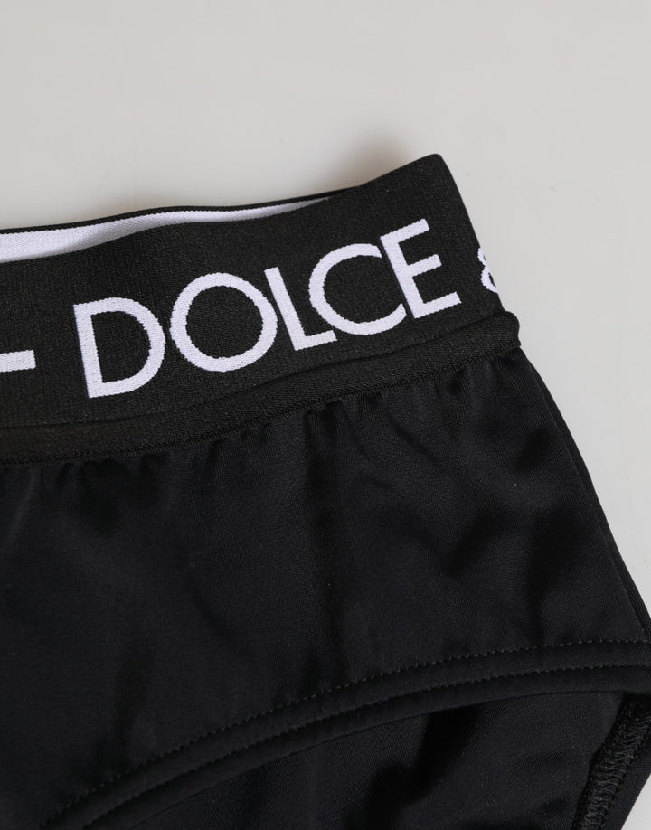 Women’s Dolce &amp; Gabbana Black Nylon Logo Waistband Shorts Underwear
