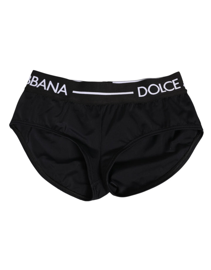 Women’s Dolce &amp; Gabbana Black Nylon Logo Waistband Shorts Underwear