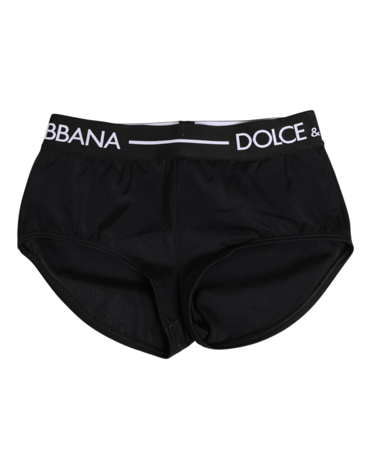 Women’s Dolce &amp; Gabbana Black Nylon Logo Waistband Shorts Underwear
