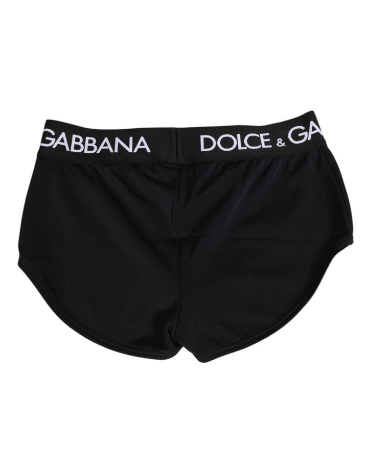 Women’s Dolce &amp; Gabbana Black Nylon Logo Waistband Shorts Underwear