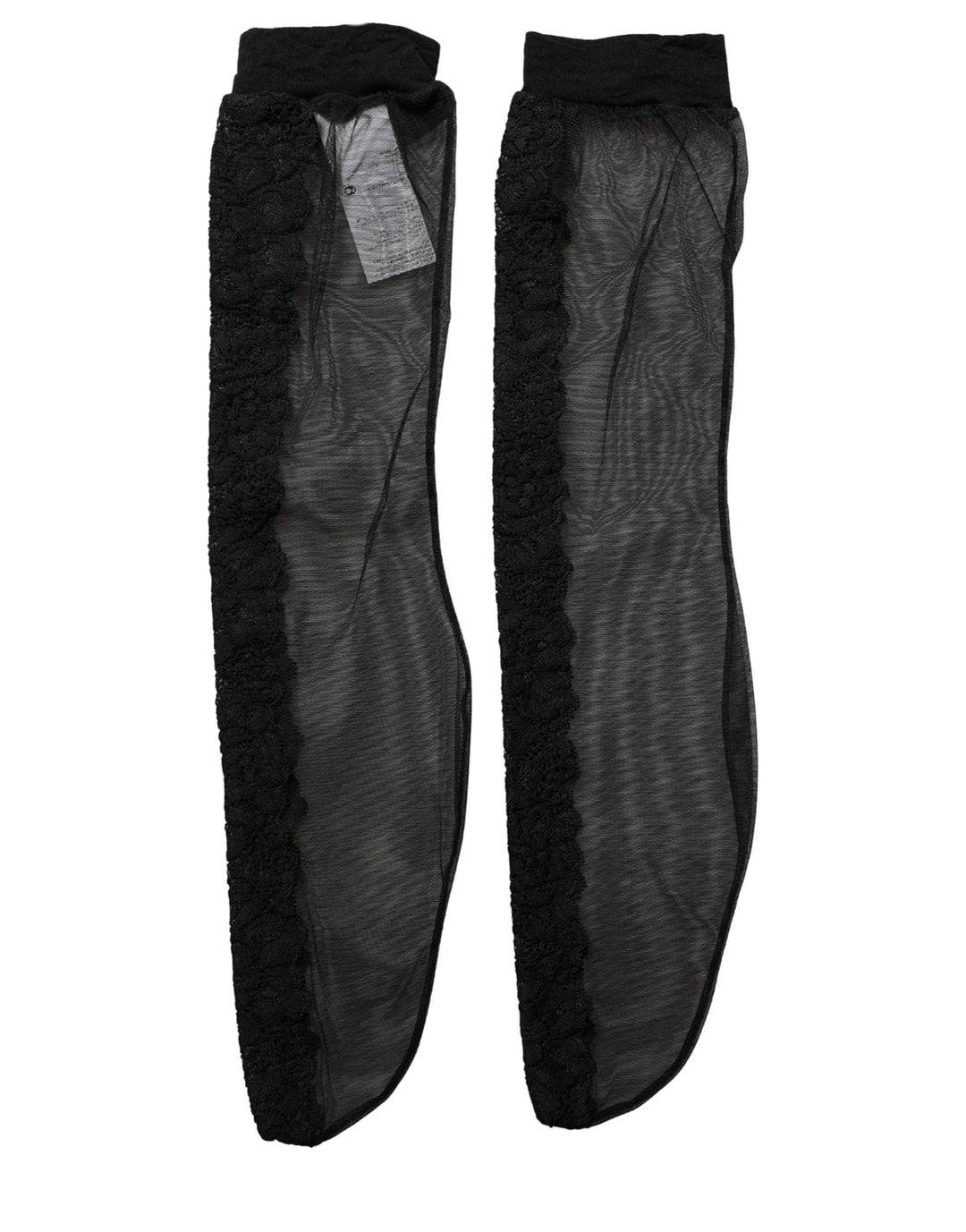 Women’s Dolce &amp; Gabbana Black Nylon Mesh Sheer Calf Long Accessory Socks