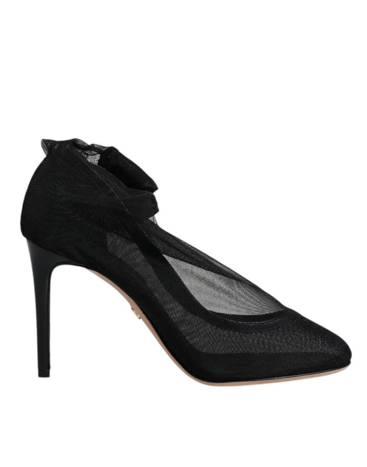 Women’s Dolce &amp; Gabbana Black Nylon Mesh Sock Style Boots Shoes
