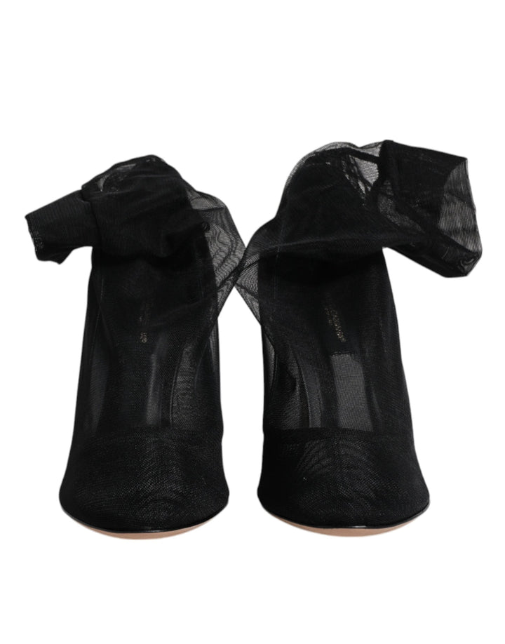 Women’s Dolce &amp; Gabbana Black Nylon Mesh Sock Style Boots Shoes