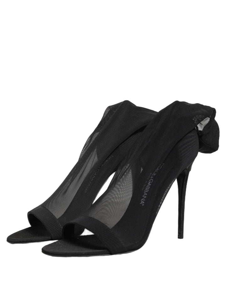 Women’s Dolce &amp; Gabbana Black Nylon Mesh Sock Style Boots Shoes