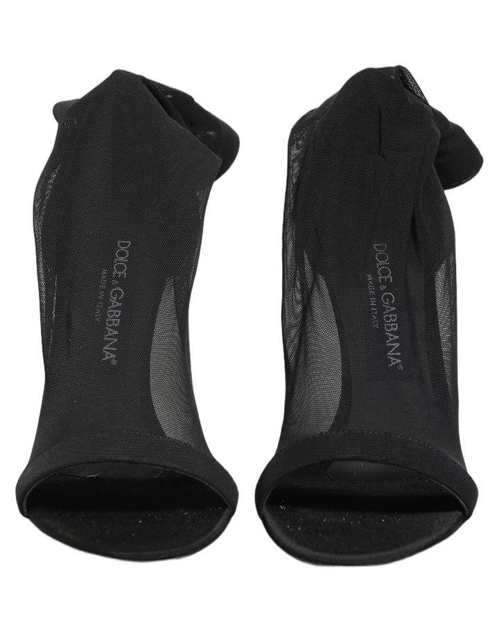 Women’s Dolce &amp; Gabbana Black Nylon Mesh Sock Style Boots Shoes