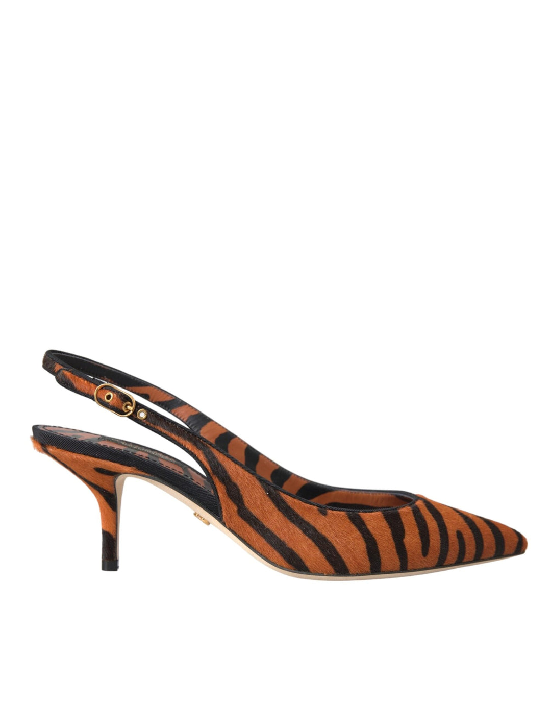 Women’s Dolce &amp; Gabbana Black Orange Zebra Leather Slingbacks Shoes