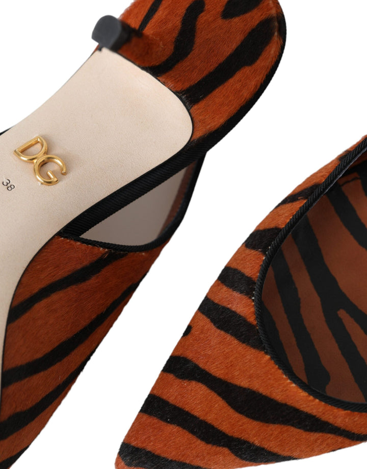 Women’s Dolce &amp; Gabbana Black Orange Zebra Leather Slingbacks Shoes