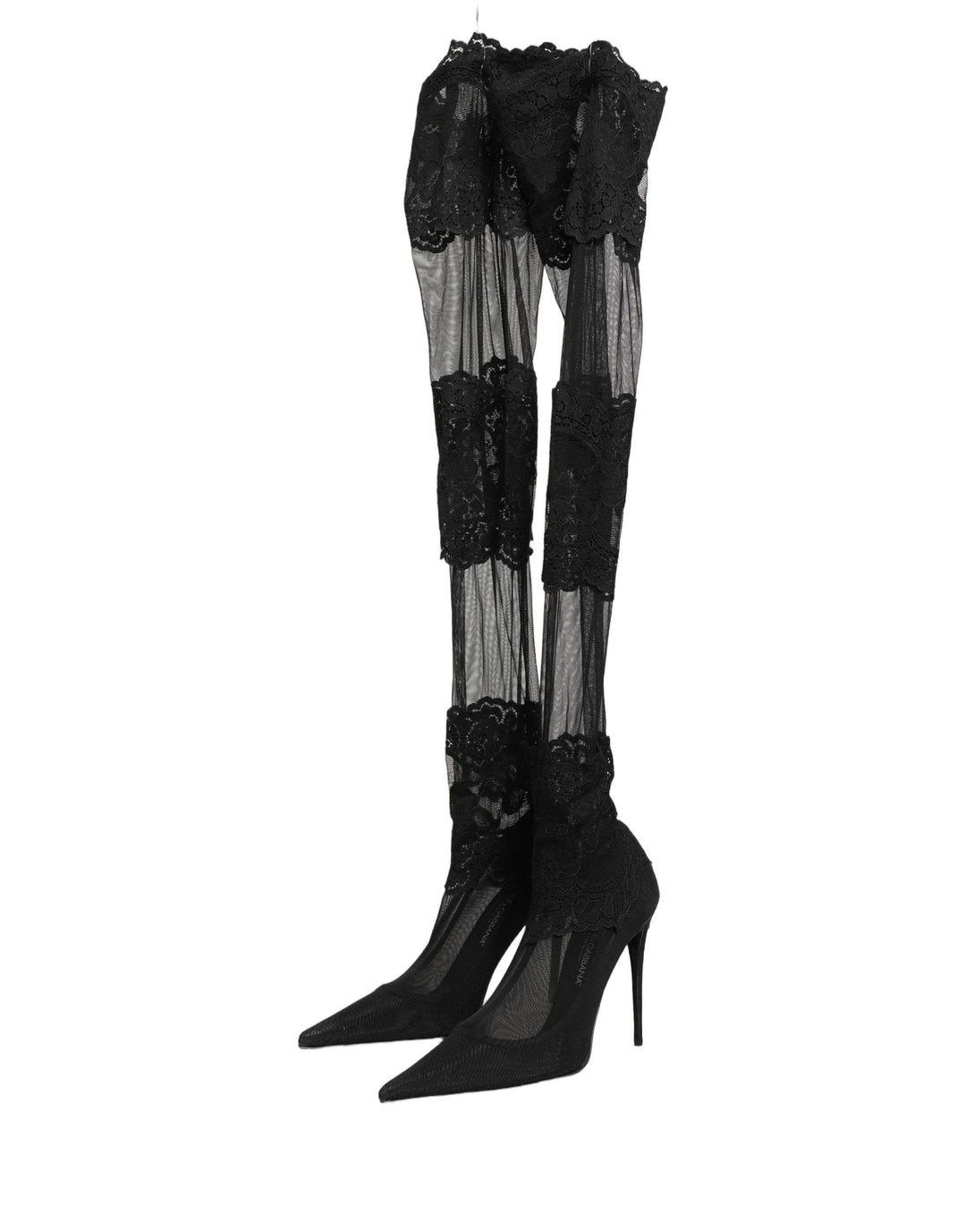 Women’s Dolce &amp; Gabbana Black Over the Knee Sock Pumps Boots Shoes