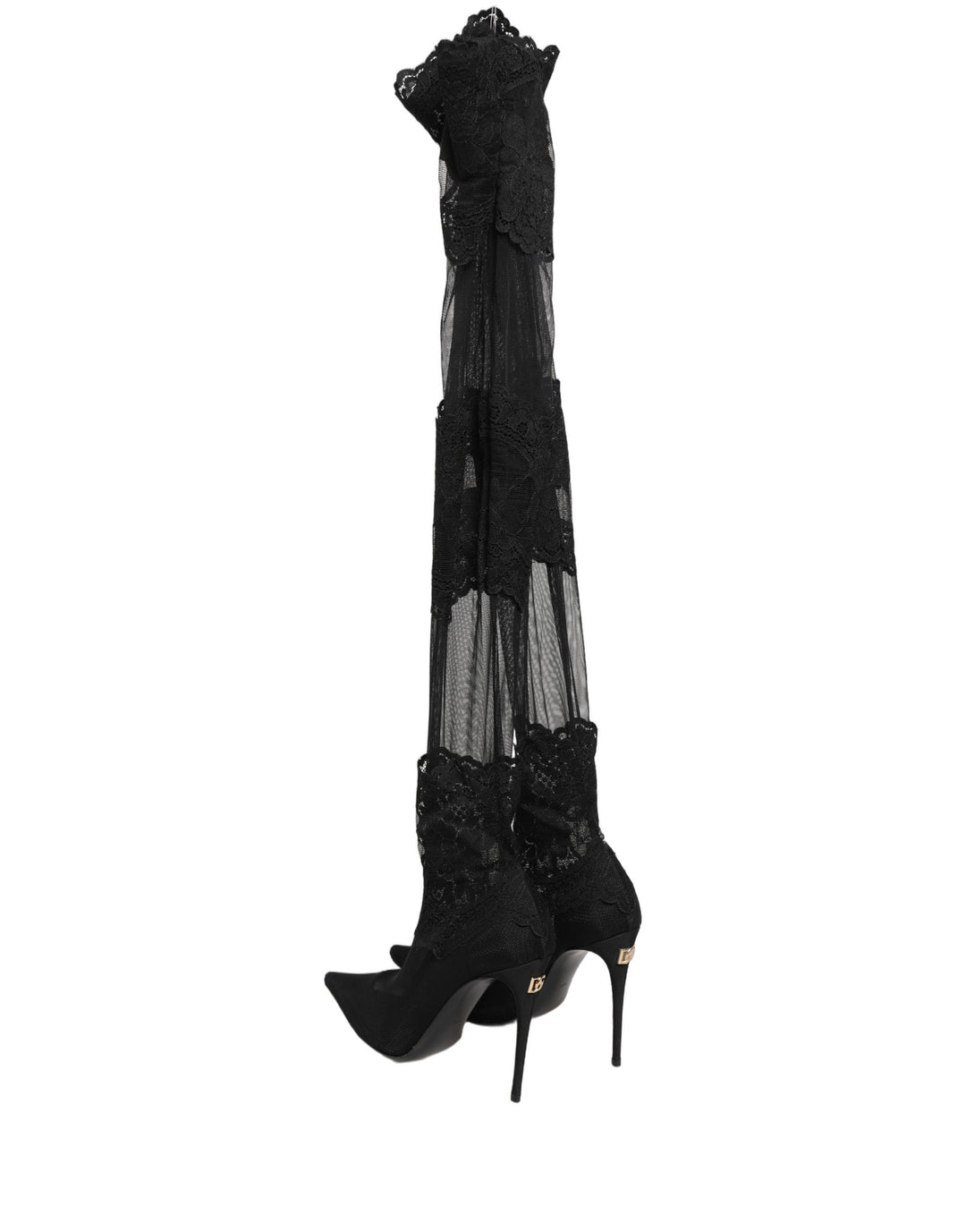 Women’s Dolce &amp; Gabbana Black Over the Knee Sock Pumps Boots Shoes