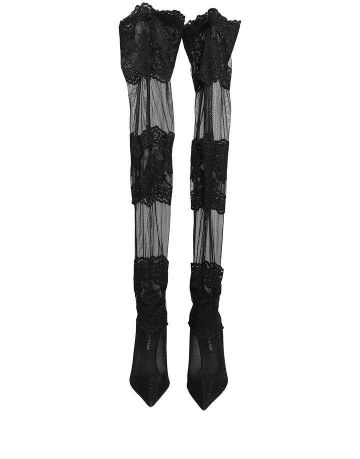 Women’s Dolce &amp; Gabbana Black Over the Knee Sock Pumps Boots Shoes