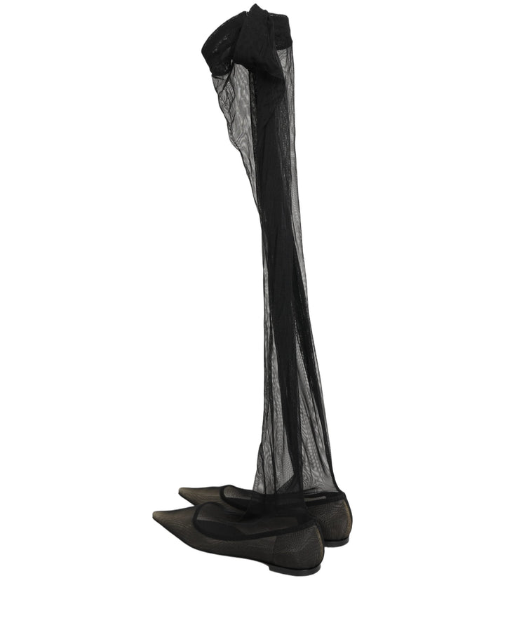 Women’s Dolce &amp; Gabbana Black Over the Knee Tulle Flats Boots Shoes