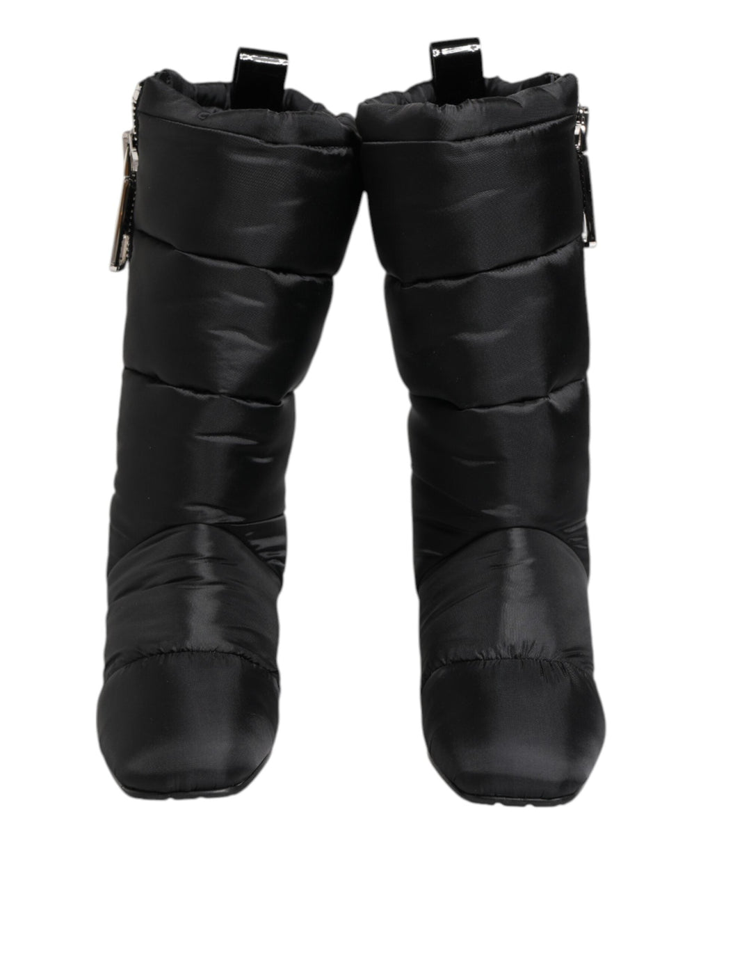 Women’s Dolce &amp; Gabbana Black Padded Mid Calf Logo Heel Boots Shoes