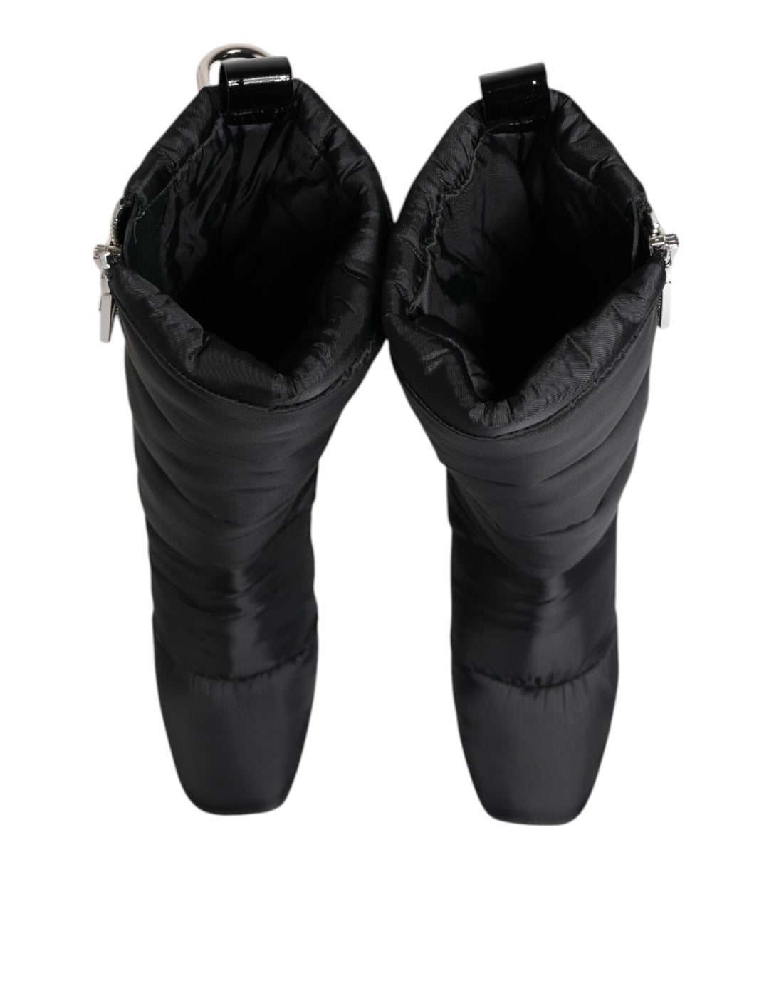 Women’s Dolce &amp; Gabbana Black Padded Mid Calf Logo Heel Boots Shoes