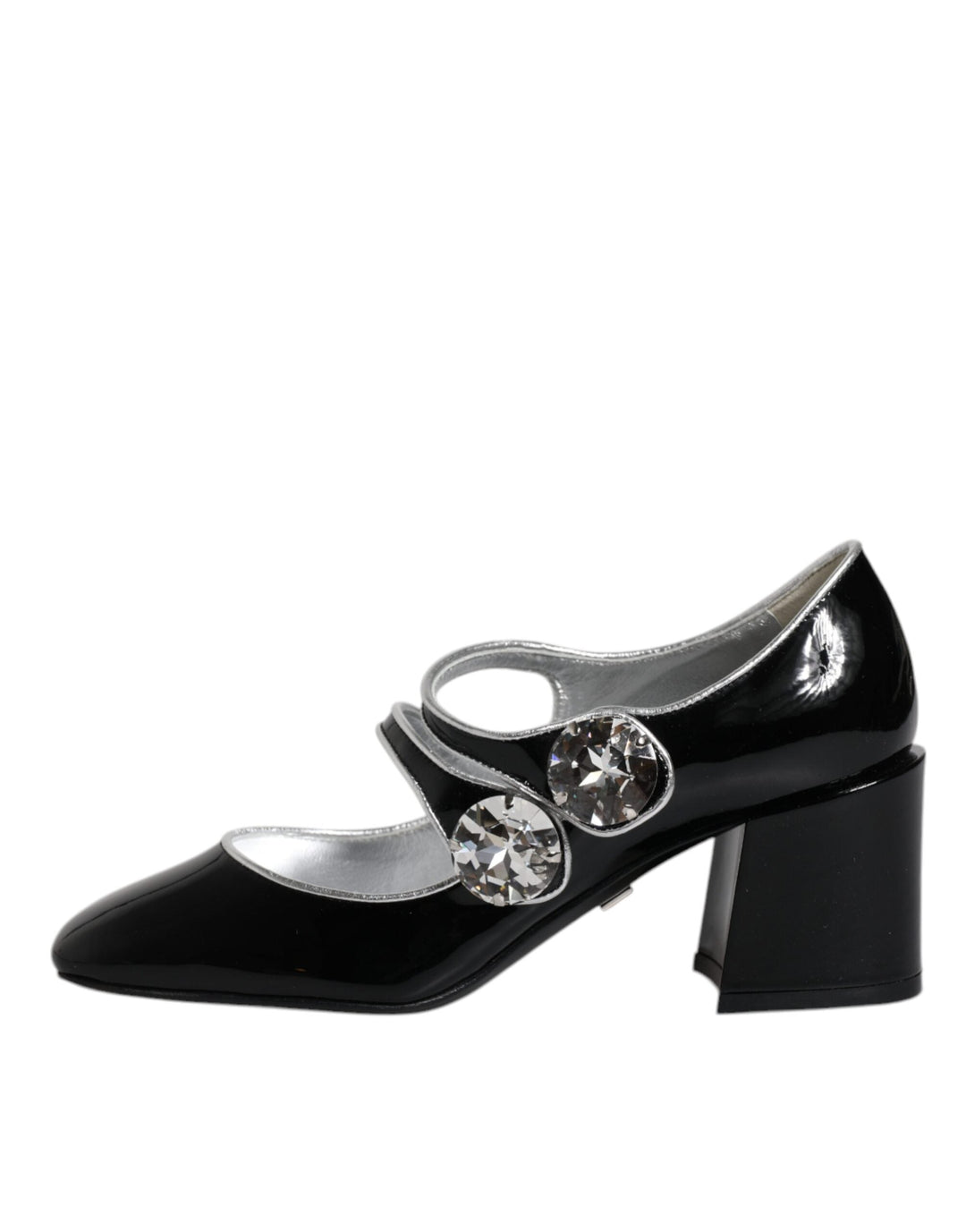 Women’s Dolce &amp; Gabbana Black Patent Leather Crystal Mary Jane Pumps Shoes
