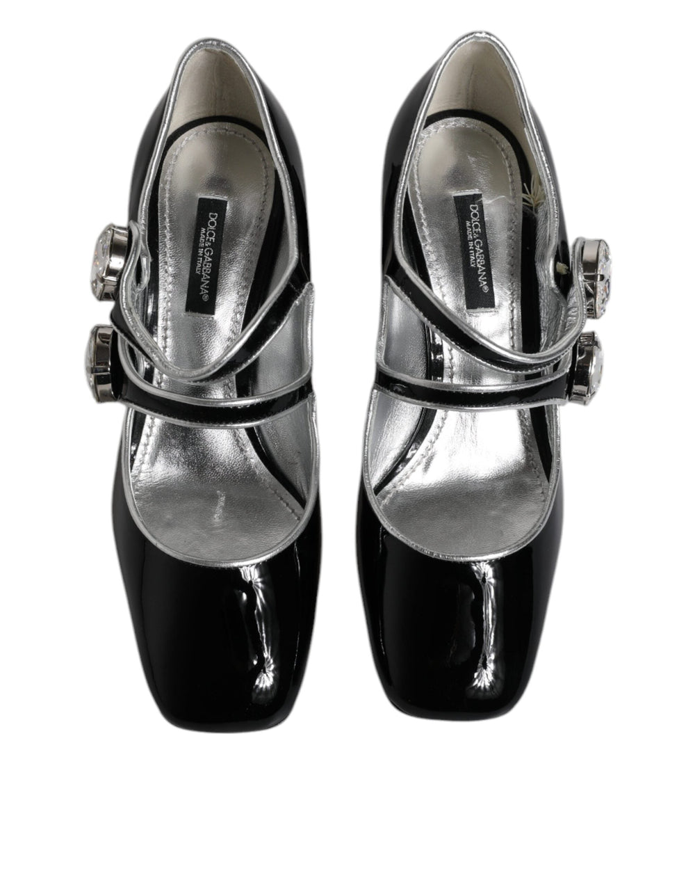 Women’s Dolce & Gabbana Black Patent Leather Crystal Mary Jane Pumps Shoes