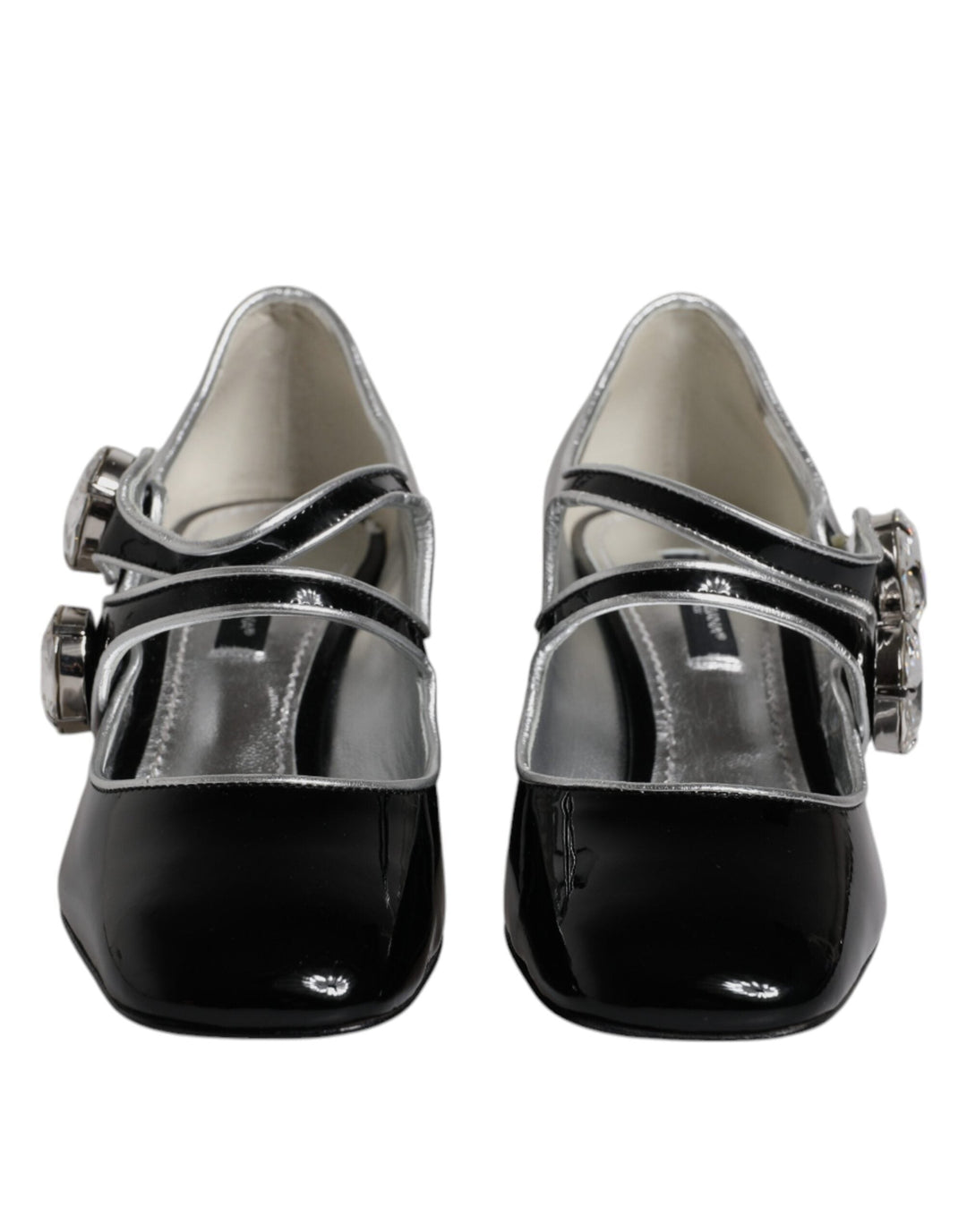 Women’s Dolce & Gabbana Black Patent Leather Crystal Mary Jane Pumps Shoes