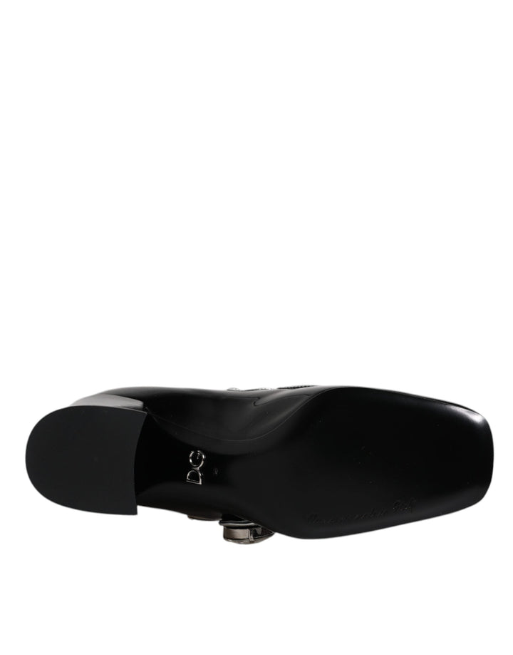 Women’s Dolce &amp; Gabbana Black Patent Leather Crystal Mary Jane Pumps Shoes