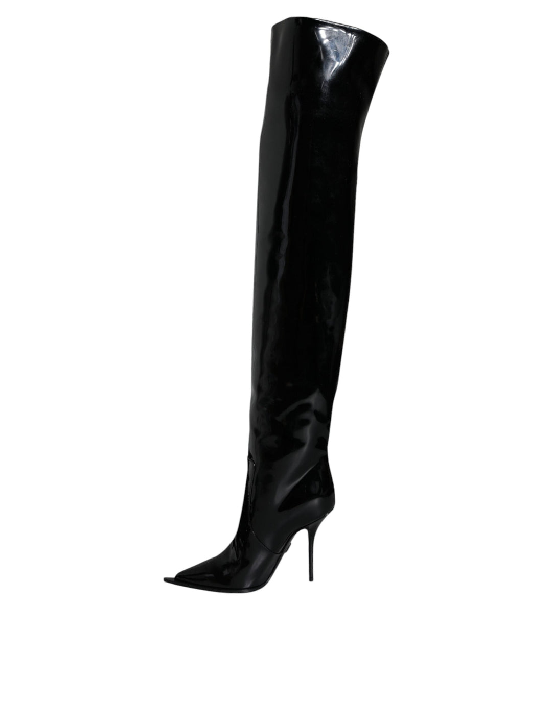 Women’s Dolce &amp; Gabbana Black Patent Leather Knee High Boots Shoes