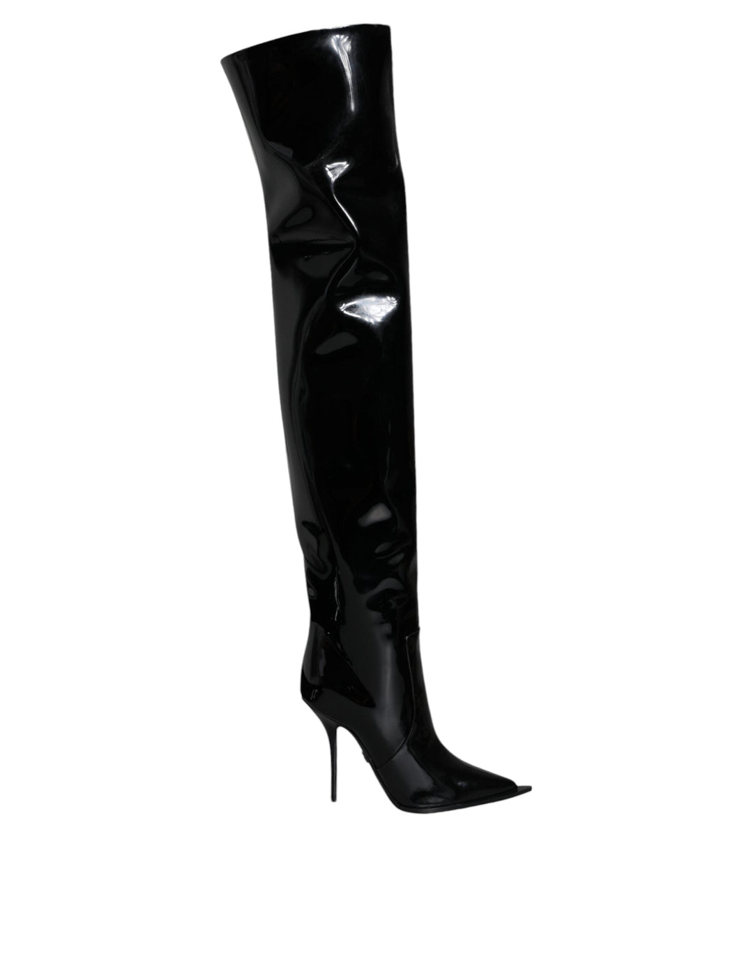 Women’s Dolce &amp; Gabbana Black Patent Leather Knee High Boots Shoes