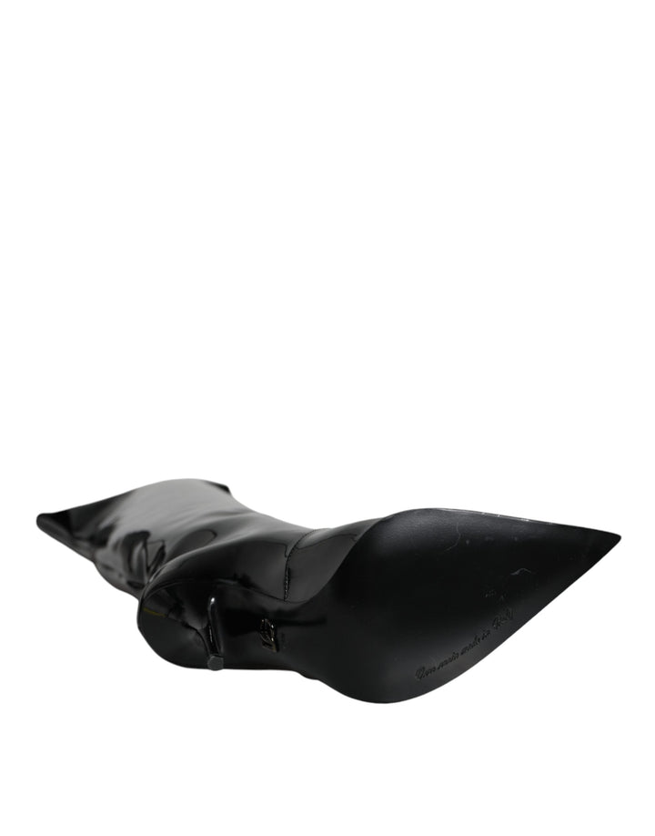 Women’s Dolce &amp; Gabbana Black Patent Leather Knee High Boots Shoes