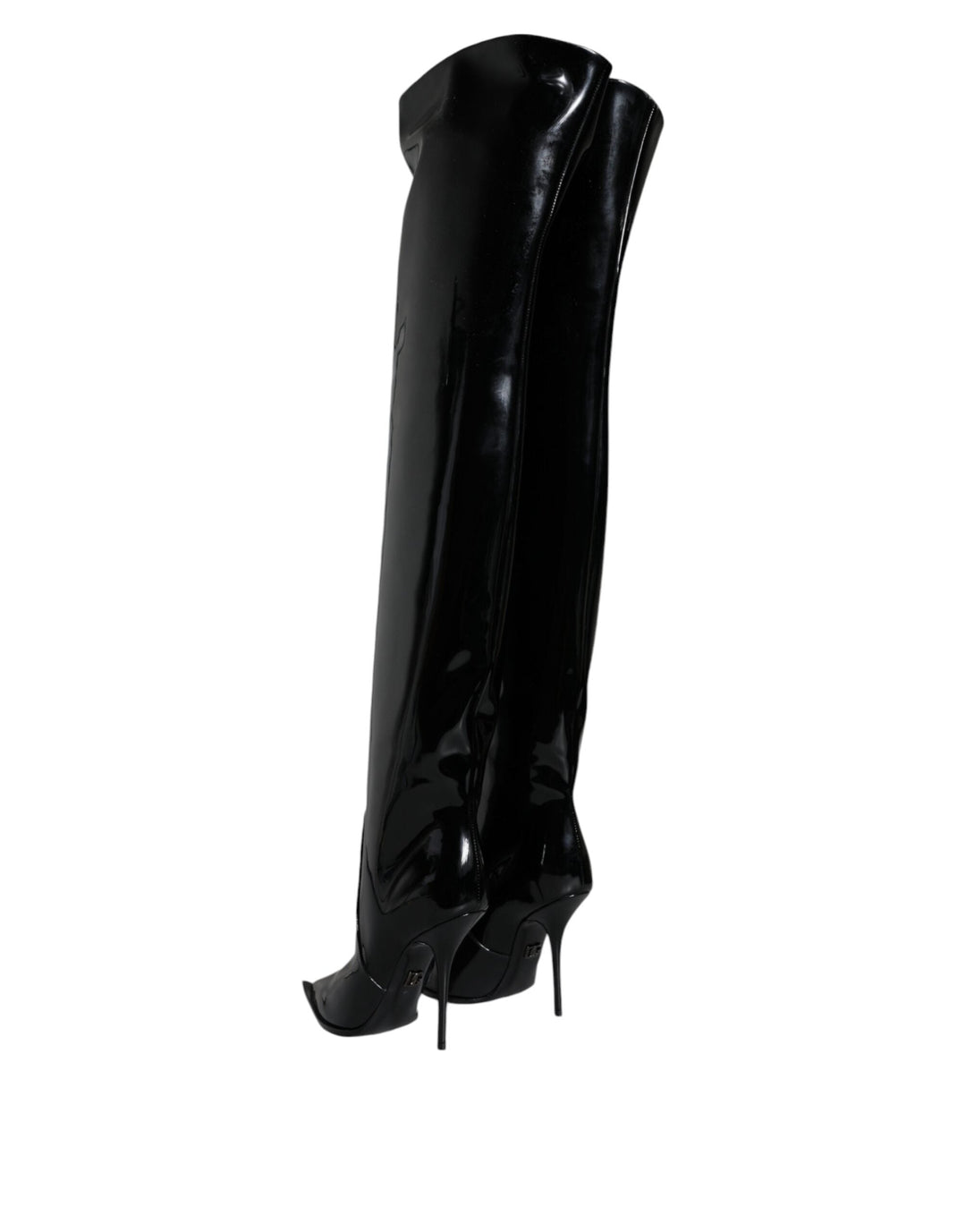 Women’s Dolce &amp; Gabbana Black Patent Leather Knee High Boots Shoes