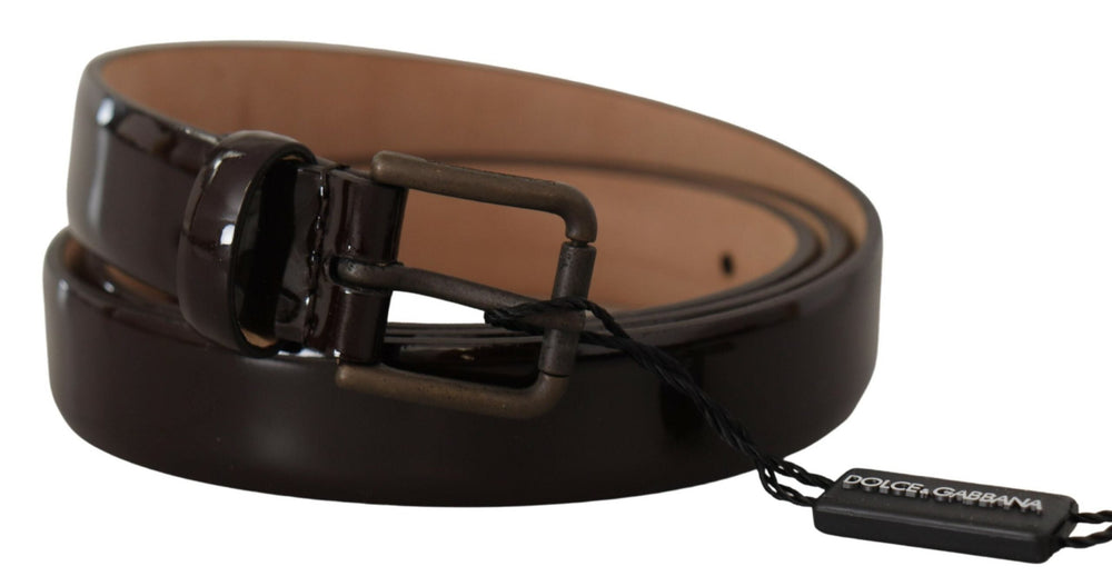 Women’s Dolce & Gabbana Black Patent Leather Logo Metal Waist Buckle Belt