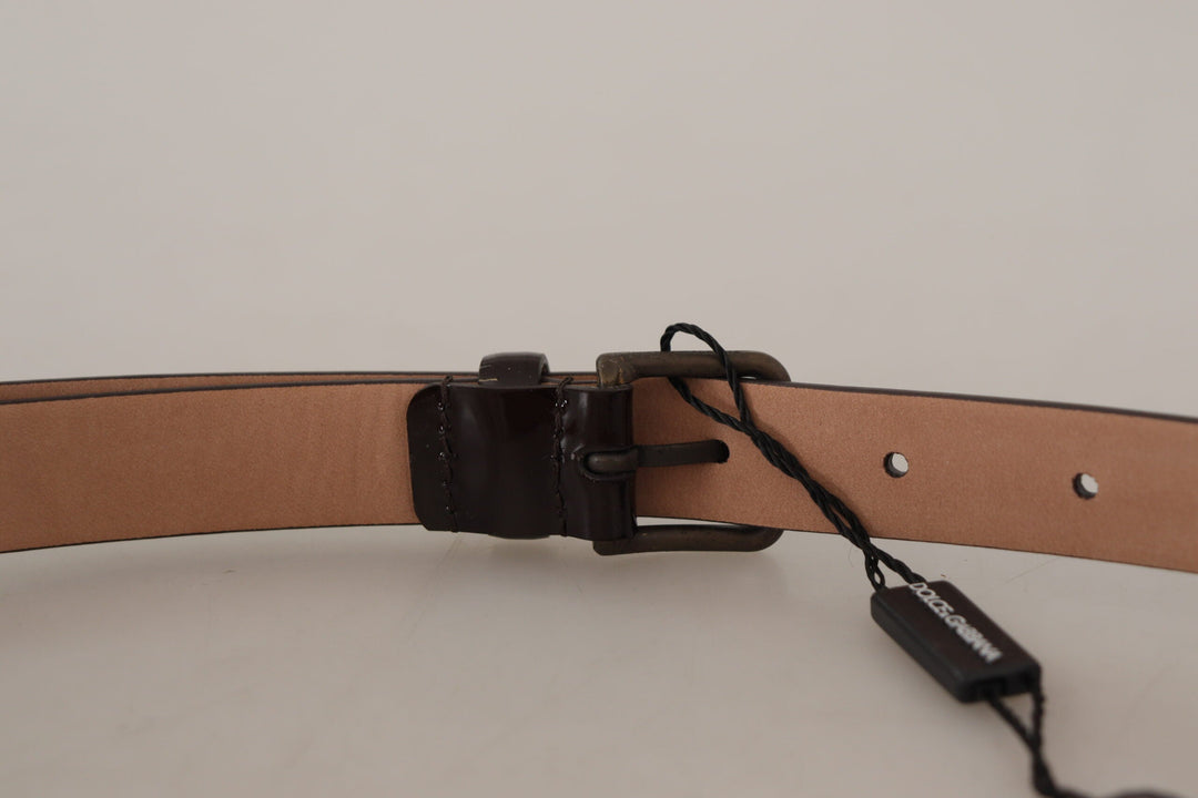 Women’s Dolce &amp; Gabbana Black Patent Leather Logo Metal Waist Buckle Belt