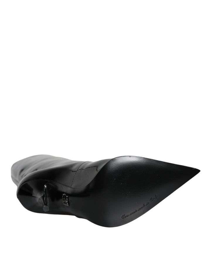 Women’s Dolce &amp; Gabbana Black Patent Leather Mid Calf Boots Shoes