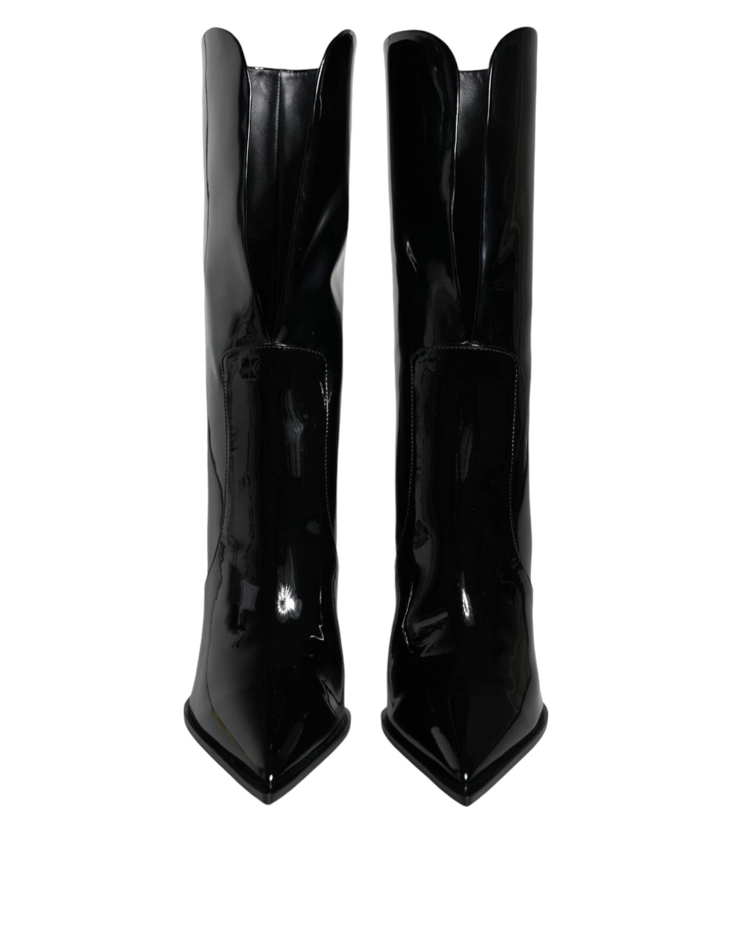 Women’s Dolce &amp; Gabbana Black Patent Leather Mid Calf Boots Shoes