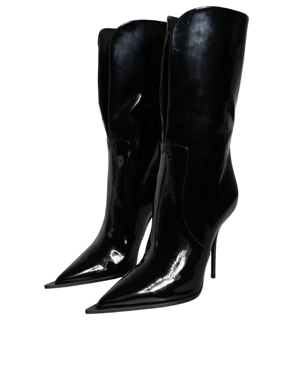 Women’s Dolce & Gabbana Black Patent Leather Mid Calf Boots Shoes