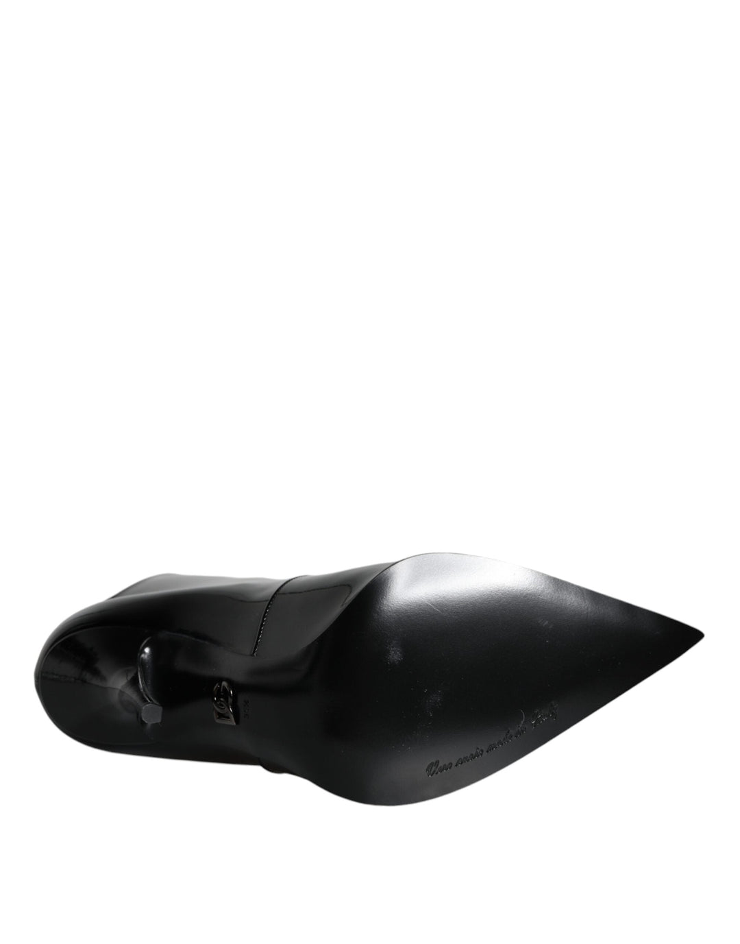 Women’s Dolce &amp; Gabbana Black Patent Leather Pointed Ankle Boots Shoes
