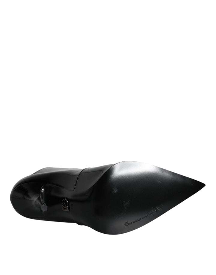 Women’s Dolce &amp; Gabbana Black Patent Leather Pointed Ankle Boots Shoes