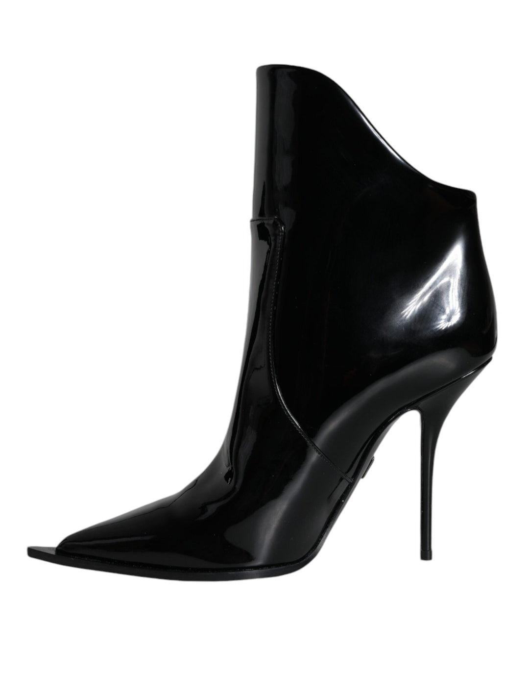 Women’s Dolce &amp; Gabbana Black Patent Leather Pointed Ankle Boots Shoes