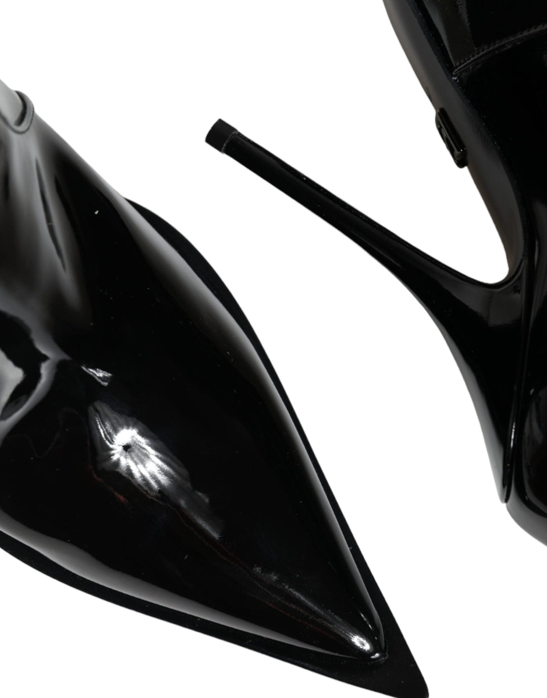 Women’s Dolce &amp; Gabbana Black Patent Leather Pointed Ankle Boots Shoes