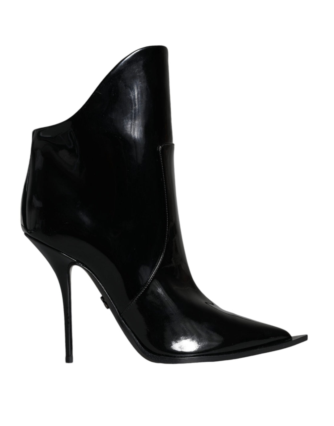 Women’s Dolce &amp; Gabbana Black Patent Leather Pointed Ankle Boots Shoes